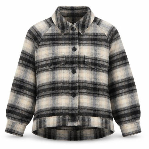Uniqlo Women’s Beige Check Wool Blend Shacket Jacket XS Relaxed Fit