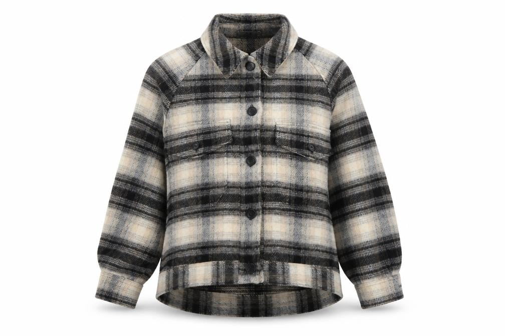 Uniqlo Women’s Beige Check Wool Blend Shacket Jacket XS Relaxed Fit