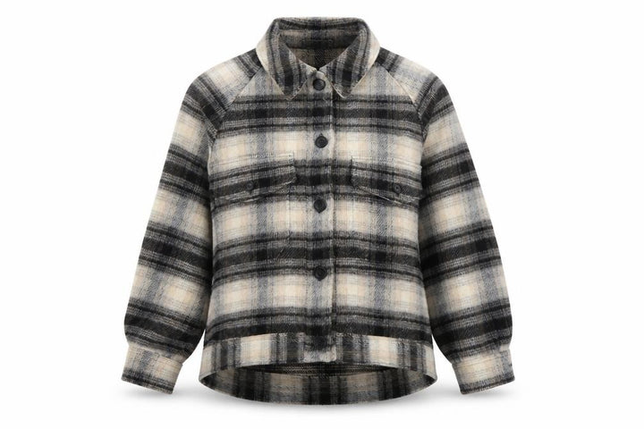 Uniqlo Women’s Beige Check Wool Blend Shacket Jacket XS Relaxed Fit