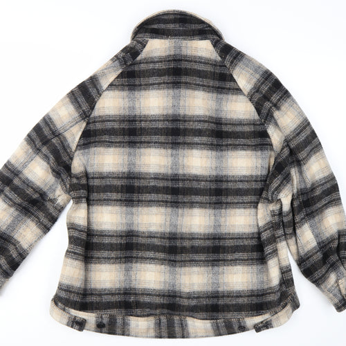 Uniqlo Women’s Beige Check Wool Blend Shacket Jacket XS Relaxed Fit