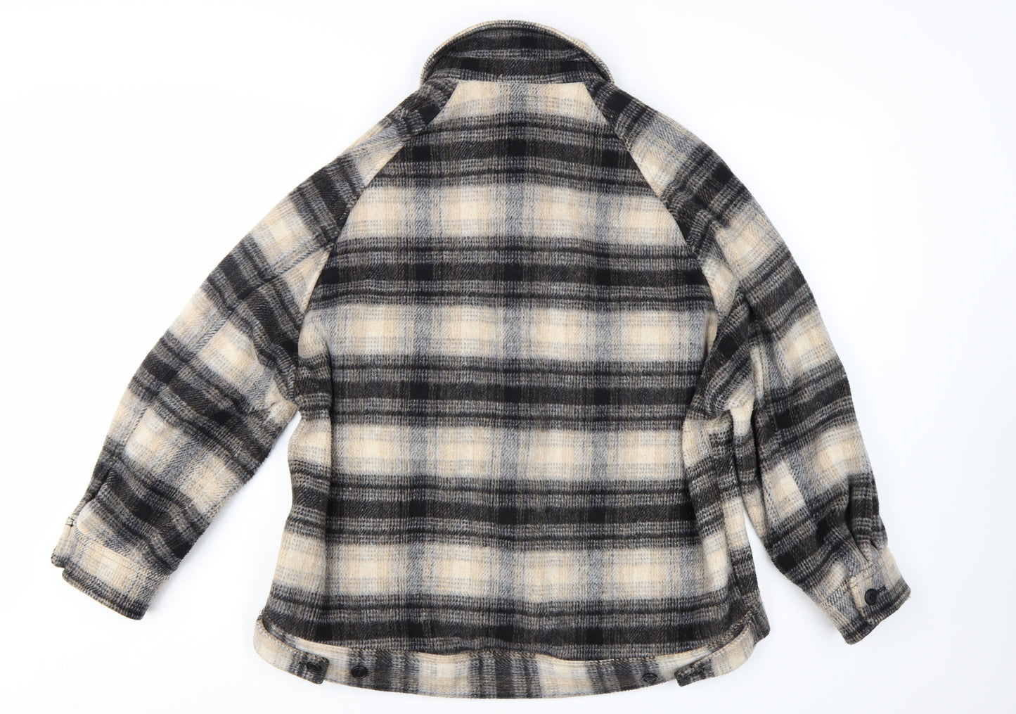 Uniqlo Women’s Beige Check Wool Blend Shacket Jacket XS Relaxed Fit