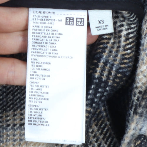 Uniqlo Women’s Beige Check Wool Blend Shacket Jacket XS Relaxed Fit