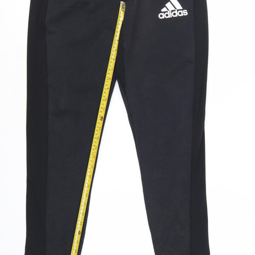 Adidas Men Black Slim Fit Joggers Tapered Casual Trousers M