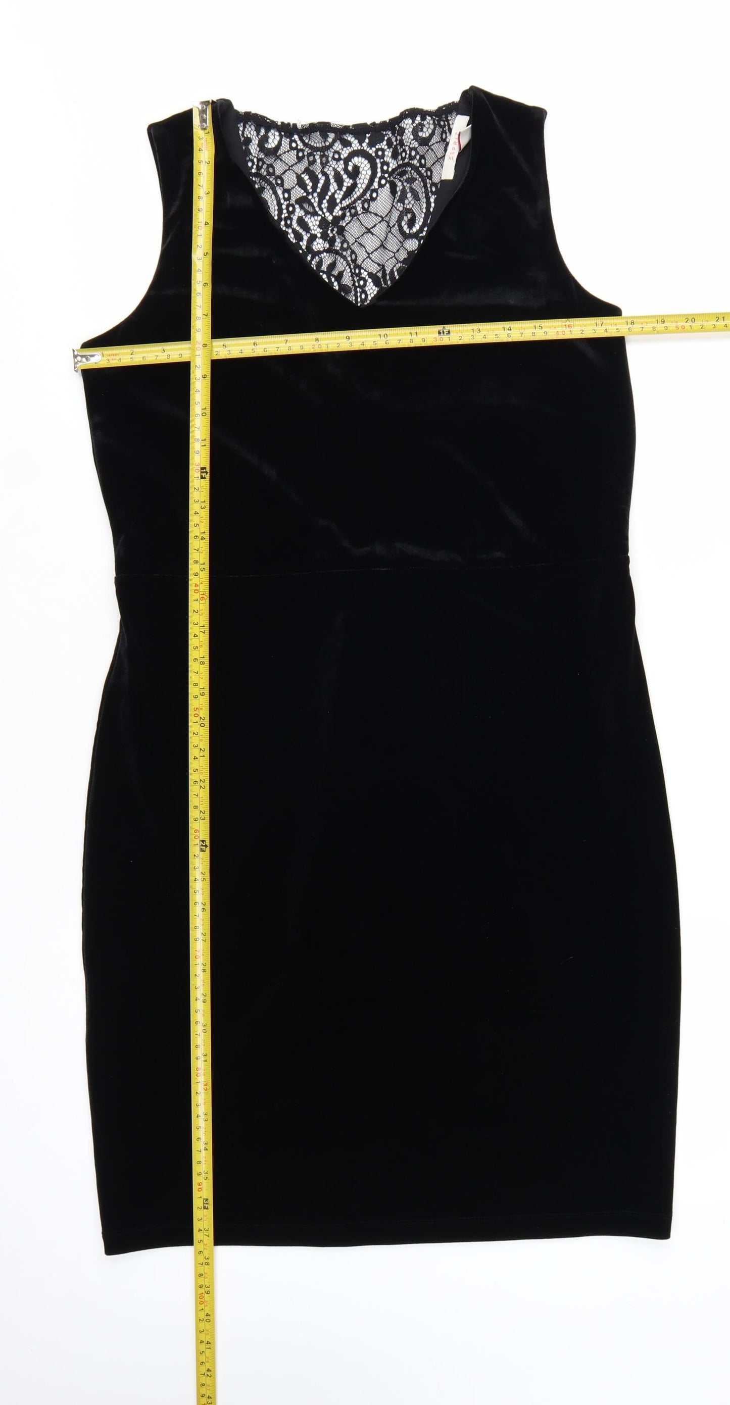 Esprit Women’s Black Velvet Lace V-Neck Bodycon Dress XL
