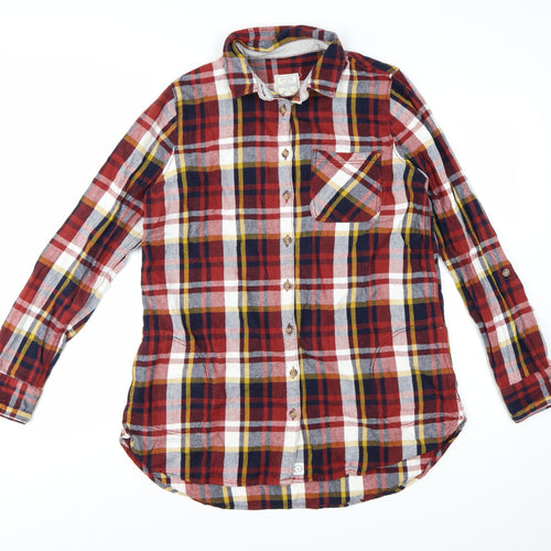 Fat Face Women’s Multicoloured Flannel Plaid Long Sleeve Button-Up Shirt UK 12