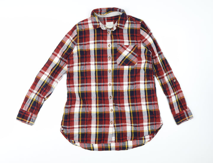 Fat Face Women’s Multicoloured Flannel Plaid Long Sleeve Button-Up Shirt UK 12