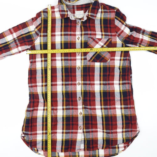 Fat Face Women’s Multicoloured Flannel Plaid Long Sleeve Button-Up Shirt UK 12