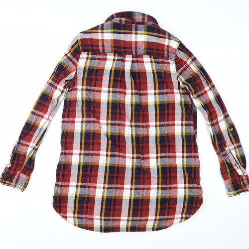 Fat Face Women’s Multicoloured Flannel Plaid Long Sleeve Button-Up Shirt UK 12