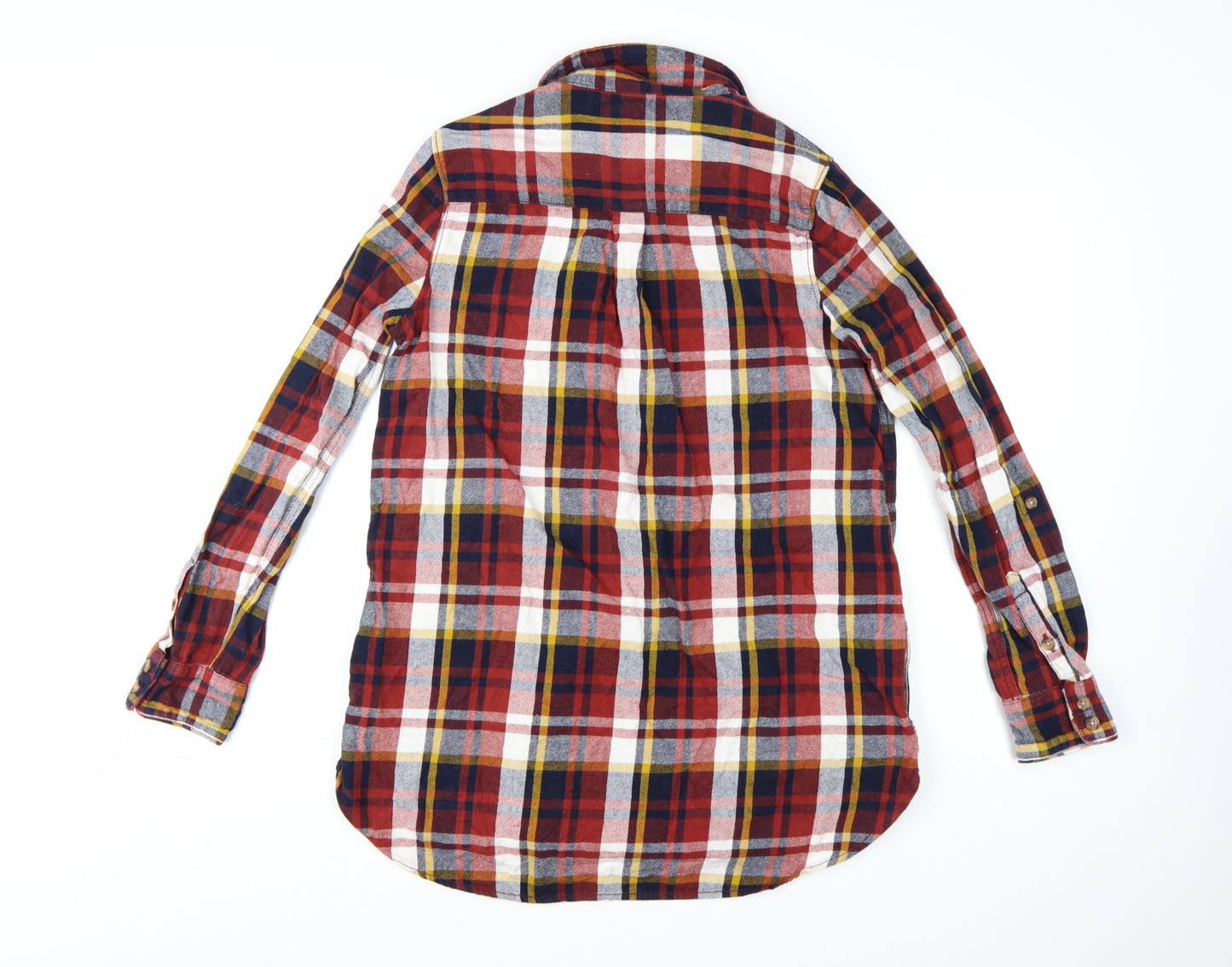 Fat Face Women’s Multicoloured Flannel Plaid Long Sleeve Button-Up Shirt UK 12
