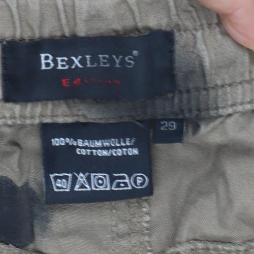 Bexleys Men’s Beige Cargo Shorts 29in Artistic Graffiti Cotton