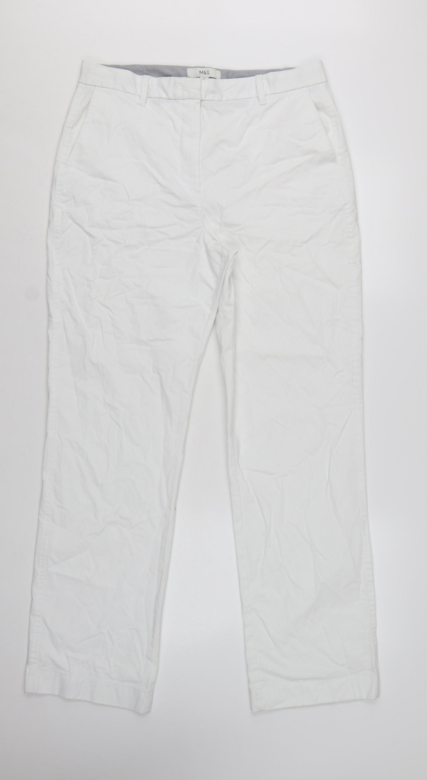 Marks and Spencer Women’s White Chino Trousers Size 14 Long