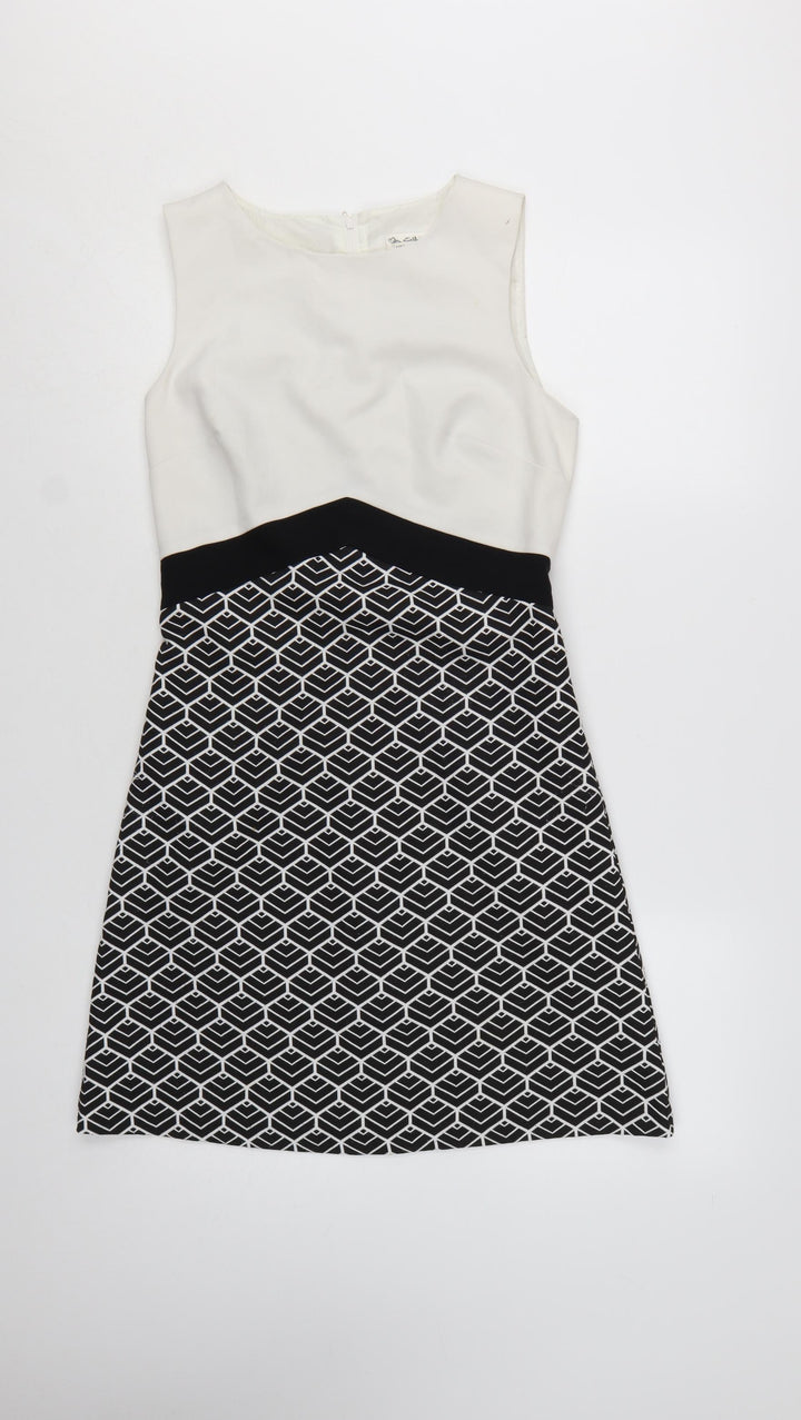 Miss Selfridge Women’s Black & White Geometric Shift Dress UK 8