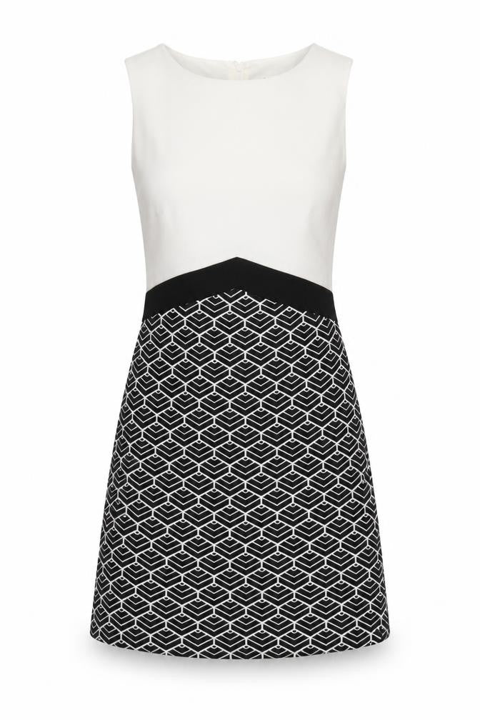 Miss Selfridge Women’s Black & White Geometric Shift Dress UK 8