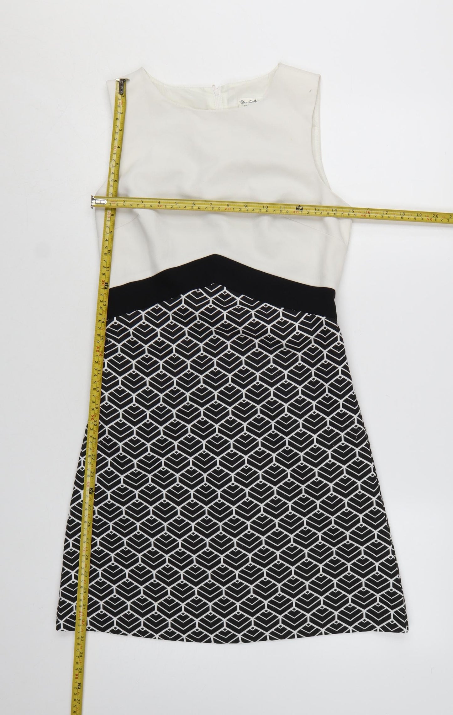 Miss Selfridge Women’s Black & White Geometric Shift Dress UK 8