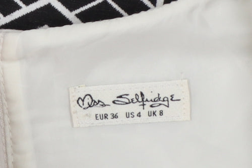 Miss Selfridge Women’s Black & White Geometric Shift Dress UK 8