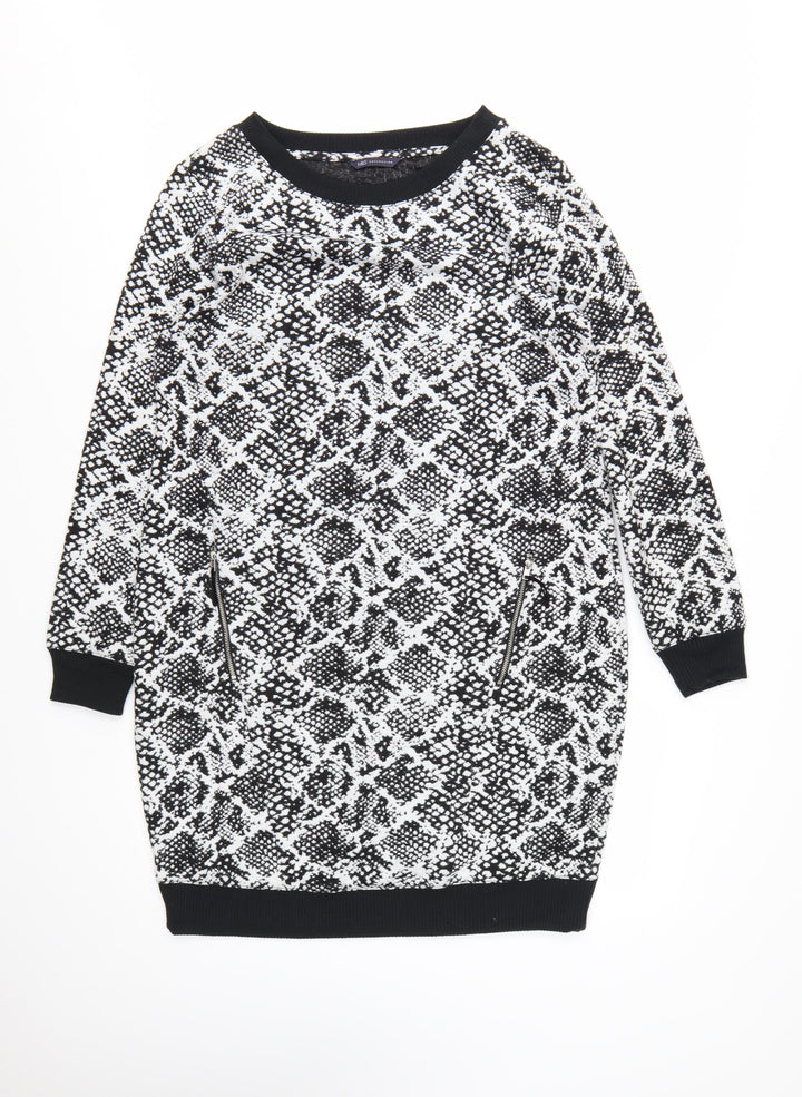 Marks and Spencer Womens Black Animal Print Sweatshirt Dress Size 14