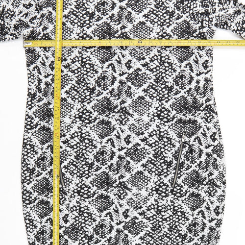 Marks and Spencer Womens Black Animal Print Sweatshirt Dress Size 14