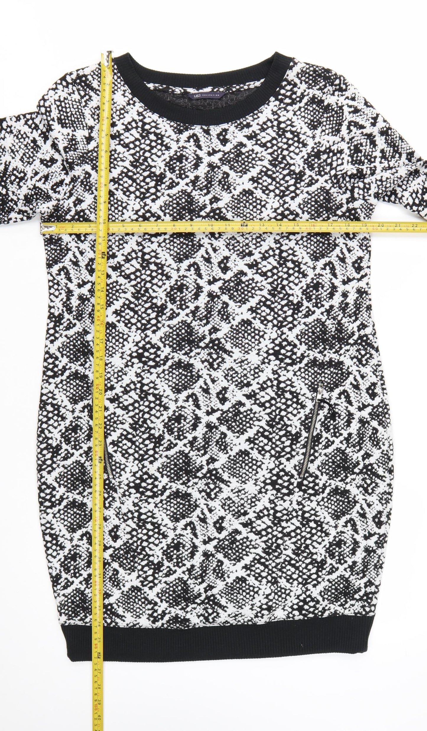 Marks and Spencer Womens Black Animal Print Sweatshirt Dress Size 14