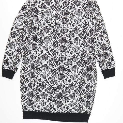 Marks and Spencer Womens Black Animal Print Sweatshirt Dress Size 14