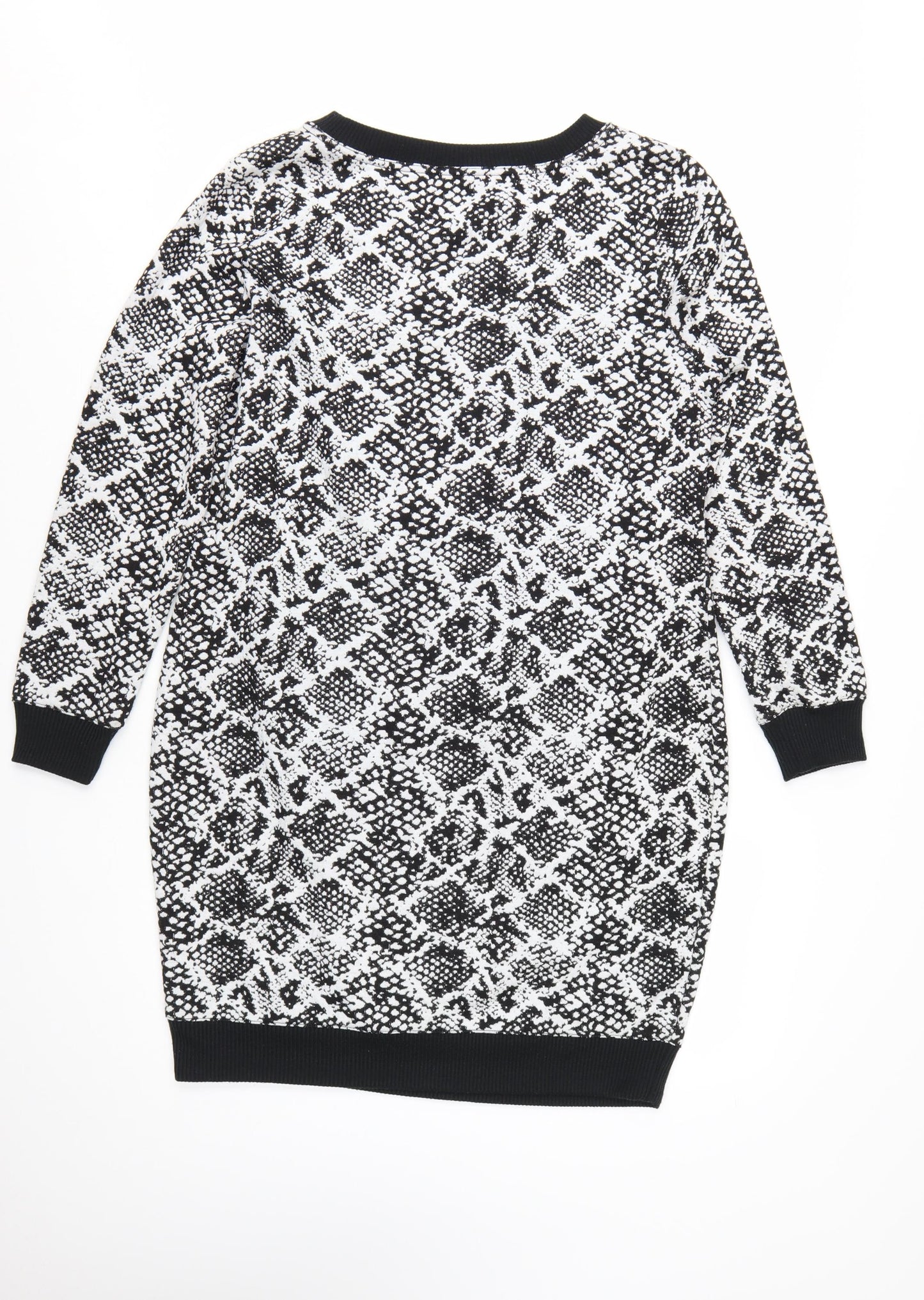 Marks and Spencer Womens Black Animal Print Sweatshirt Dress Size 14