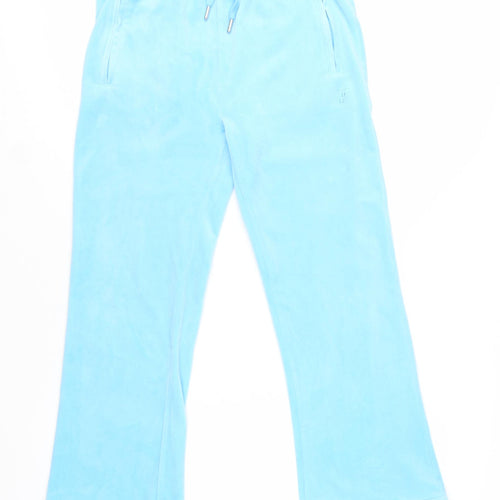 Juicy Couture Women Blue XS Velour Rhinestone Logo Sweatpants