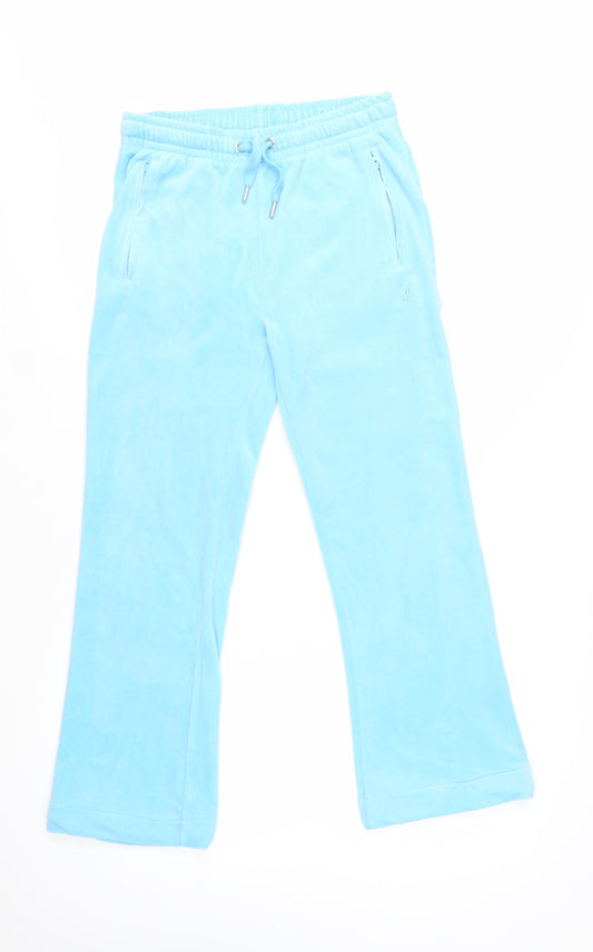 Juicy Couture Women Blue XS Velour Rhinestone Logo Sweatpants