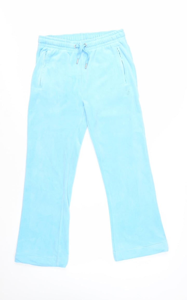 Juicy Couture Women Blue XS Velour Rhinestone Logo Sweatpants