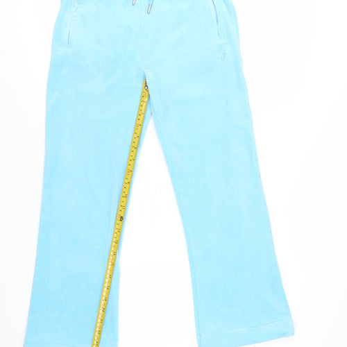 Juicy Couture Women Blue XS Velour Rhinestone Logo Sweatpants