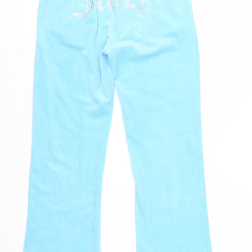 Juicy Couture Women Blue XS Velour Rhinestone Logo Sweatpants