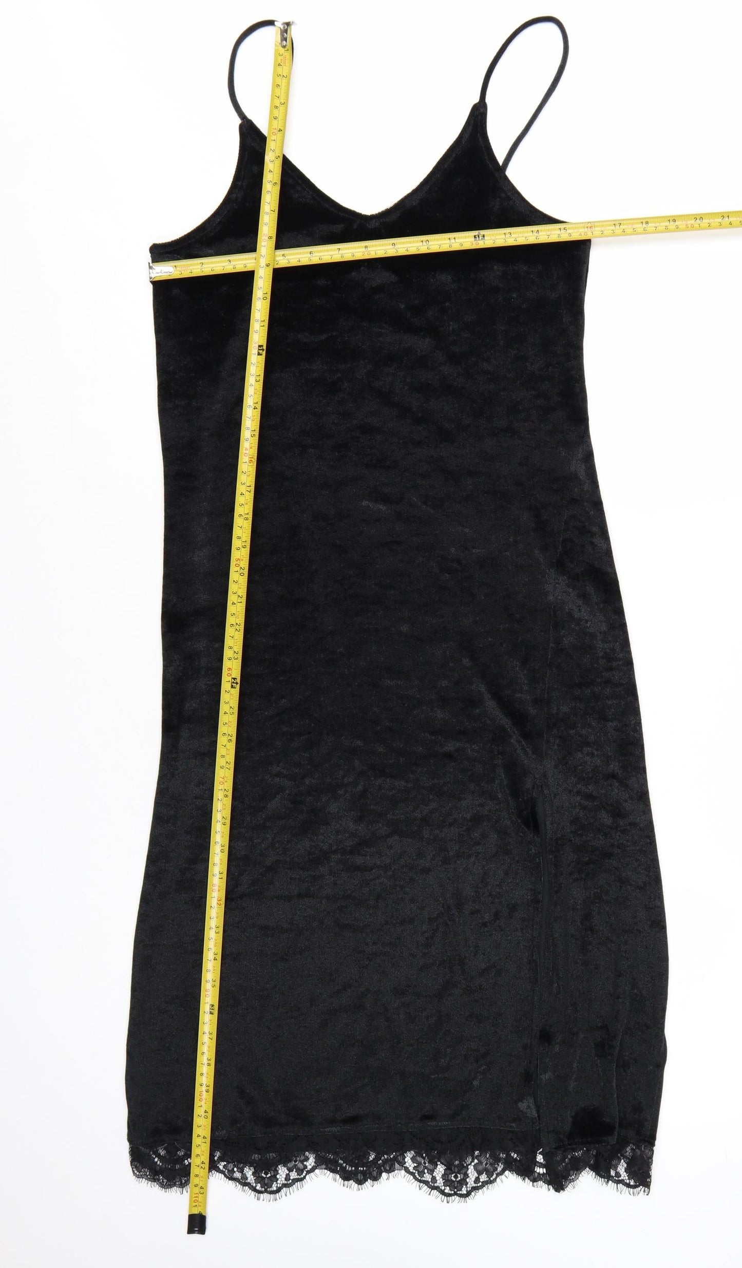 H&M Divided Women Black Size 12 Velvet Lace Slip Dress