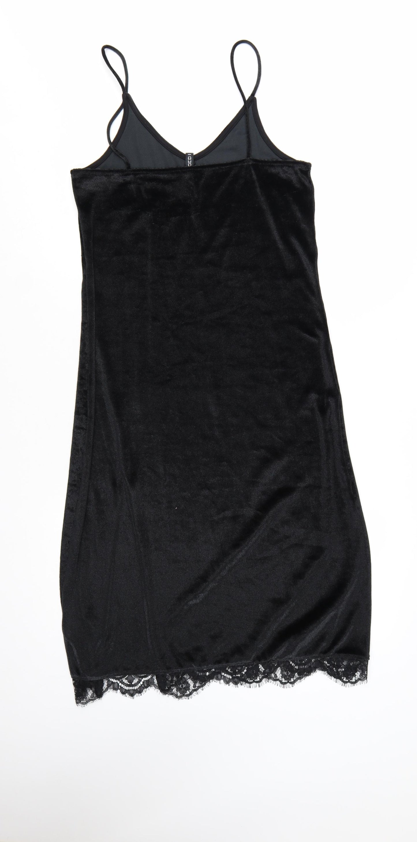 H&M Divided Women Black Size 12 Velvet Lace Slip Dress