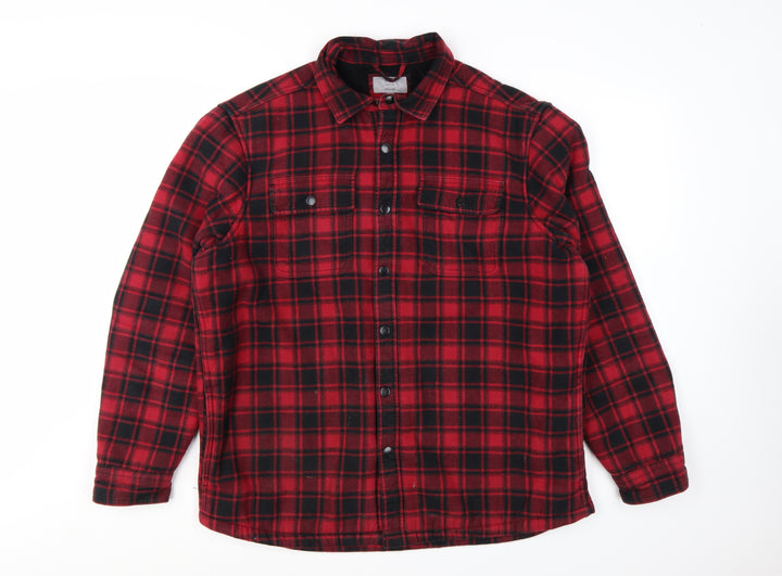 Marks and Spencer Men's Red Check Flannel Jacket Size L