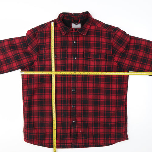 Marks and Spencer Men's Red Check Flannel Jacket Size L