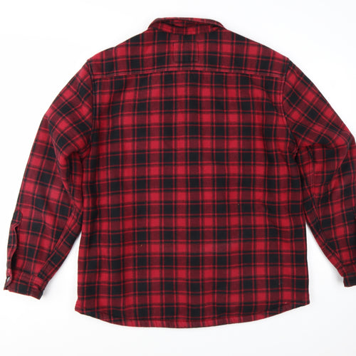 Marks and Spencer Men's Red Check Flannel Jacket Size L