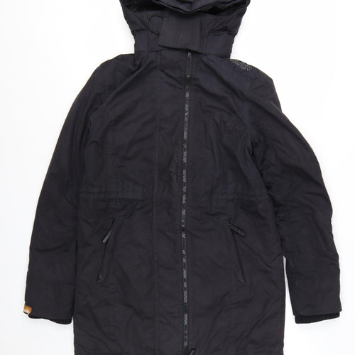 Superdry Women's Black Hooded Parka Jacket M Regular Fit