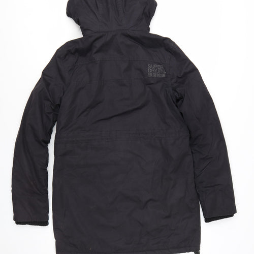 Superdry Women's Black Hooded Parka Jacket M Regular Fit
