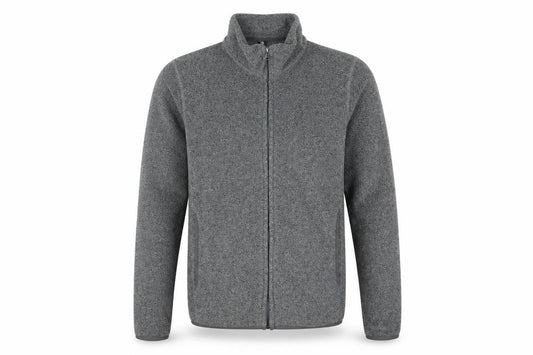 Front view of Uniqlo Men’s Grey Fleece Full Zip Lightweight Jacket Size 2XS