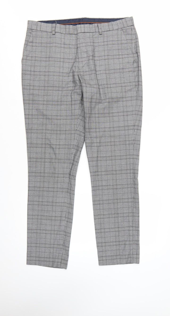 Taylor & Wright Men's Grey Check Slim Fit Dress Trousers 34R