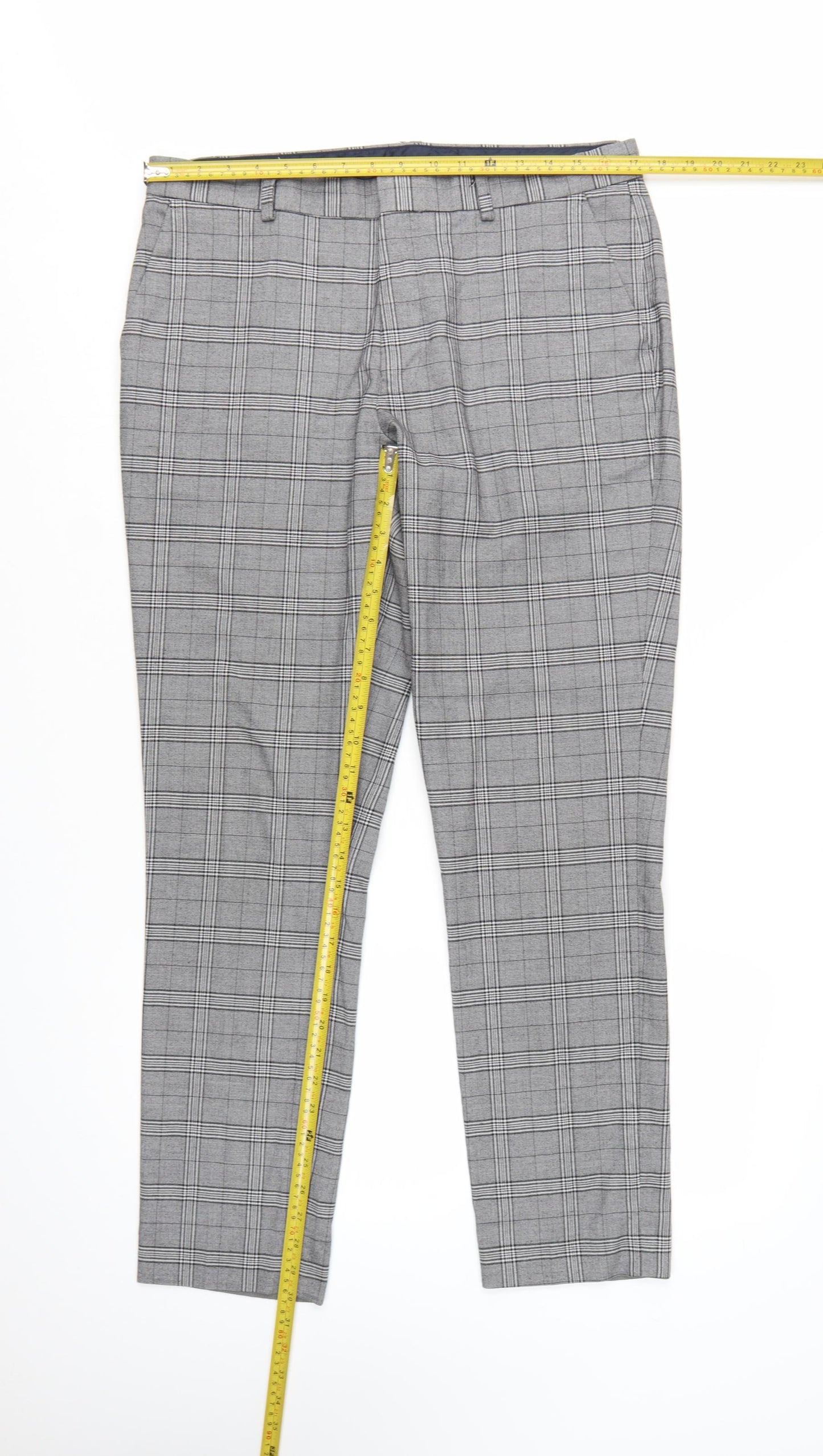 Taylor & Wright Men's Grey Check Slim Fit Dress Trousers 34R