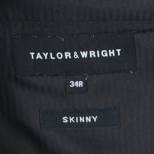 Taylor & Wright Men's Grey Check Slim Fit Dress Trousers 34R