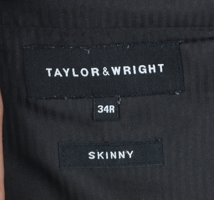 Taylor & Wright Men's Grey Check Slim Fit Dress Trousers 34R