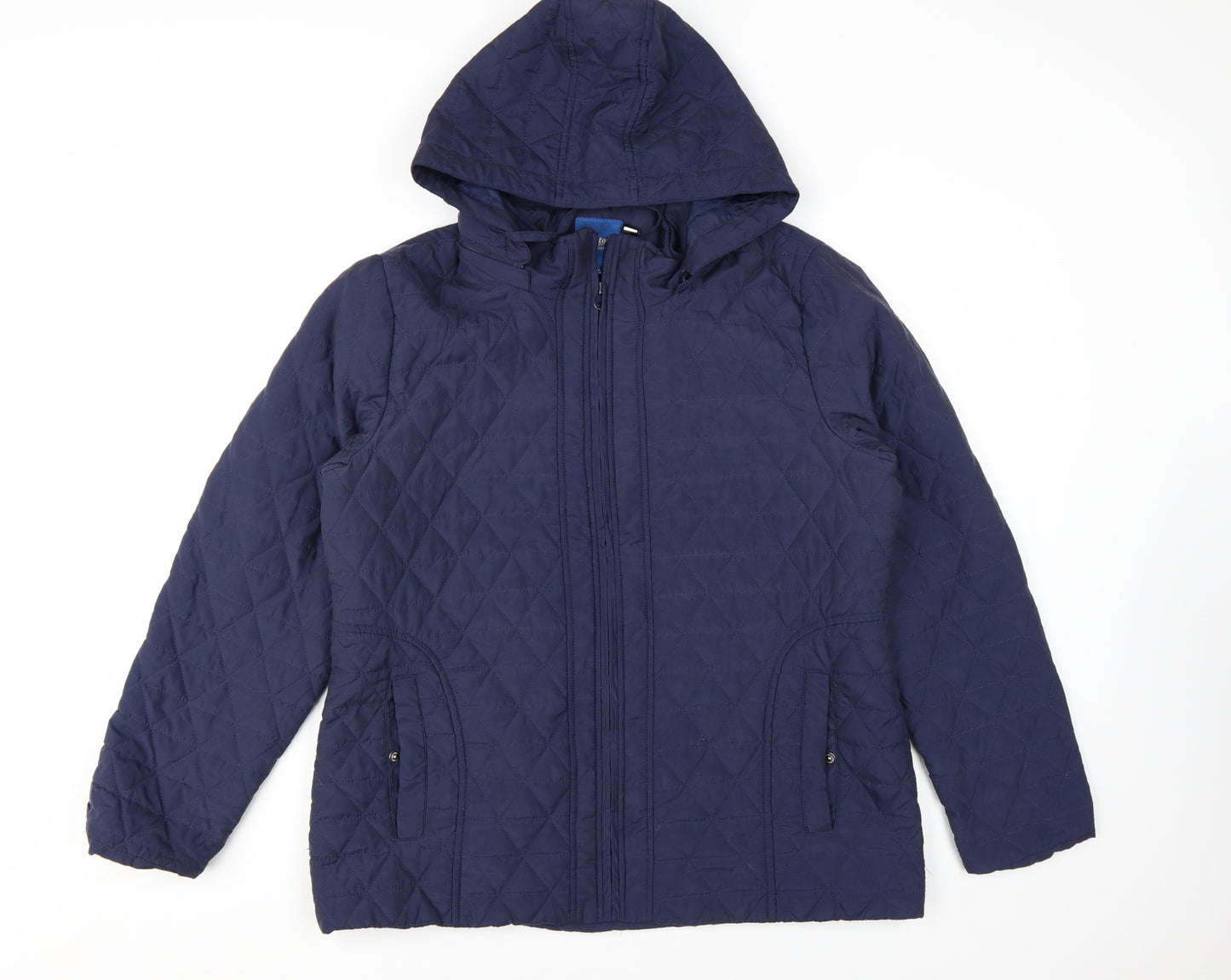 Cotton Traders Women Blue Quilted Hooded Jacket Size 16