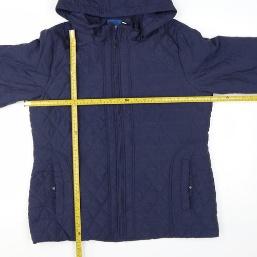 Cotton Traders Women Blue Quilted Hooded Jacket Size 16