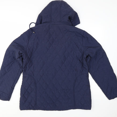 Cotton Traders Women Blue Quilted Hooded Jacket Size 16