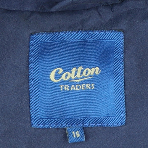 Cotton Traders Women Blue Quilted Hooded Jacket Size 16