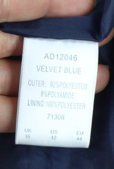Cotton Traders Women Blue Quilted Hooded Jacket Size 16