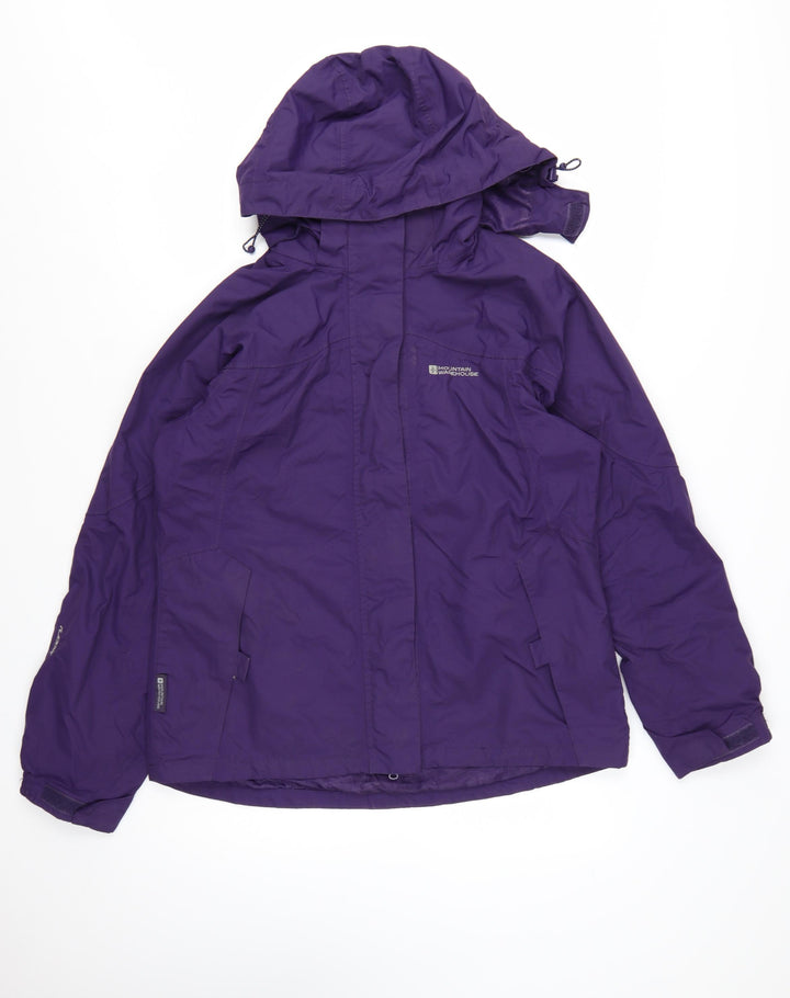 Mountain Warehouse Women Purple Waterproof Hooded Rain Jacket Size 14