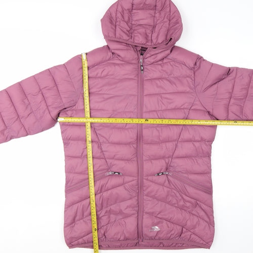 Trespass Women's Pink Hooded Puffer Jacket Size 14 L Lightweight