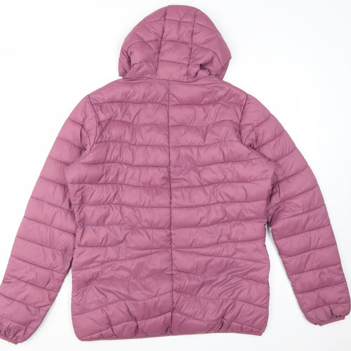 Trespass Women's Pink Hooded Puffer Jacket Size 14 L Lightweight