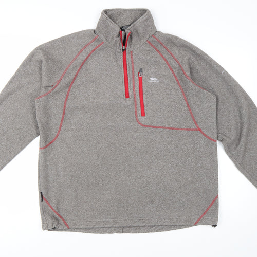 Trespass Men’s Grey 1/4 Zip Fleece Pullover Sweatshirt L